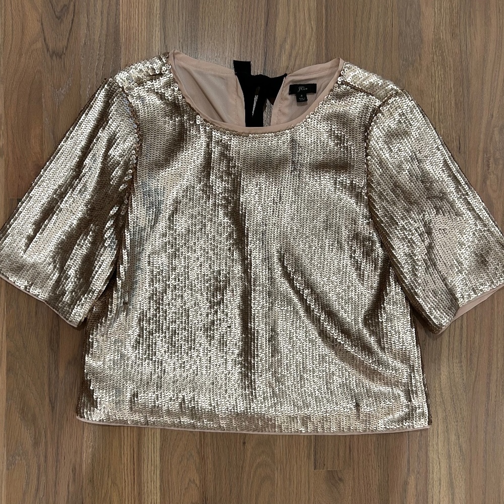 J Crew Sequence Top With Bow Back - image 3